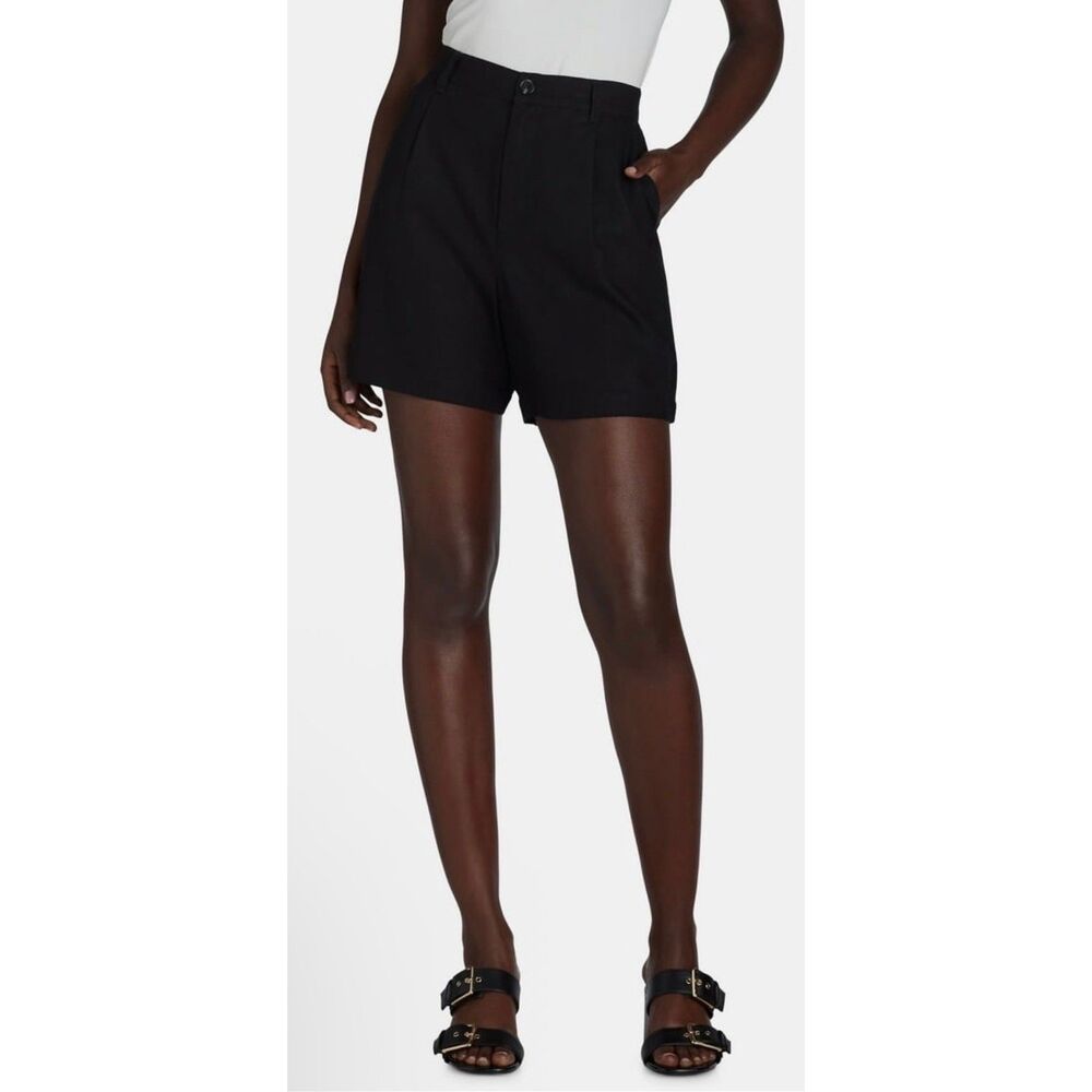 Time and Tru Women's M (8-10) Linen Blend Shorts 5" Inseam Front pleats Midrise